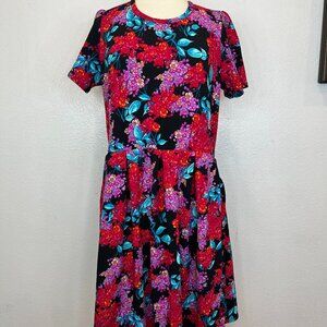 NWOT LulaRoe Amelia Multicolor Floral Texture Dress Size 3XL